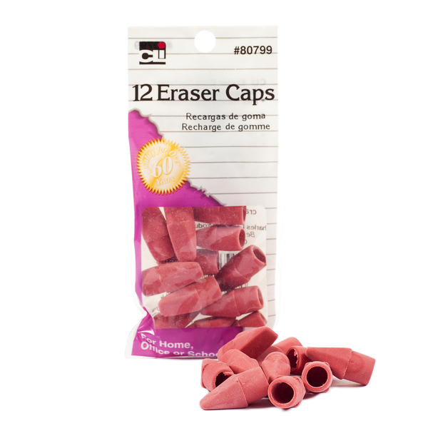 Charles Leonard Pencil Eraser Caps, Pink, PK432 80799
